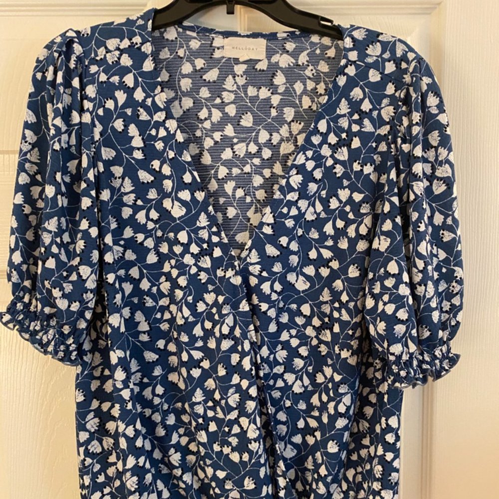 Blue and white blouse